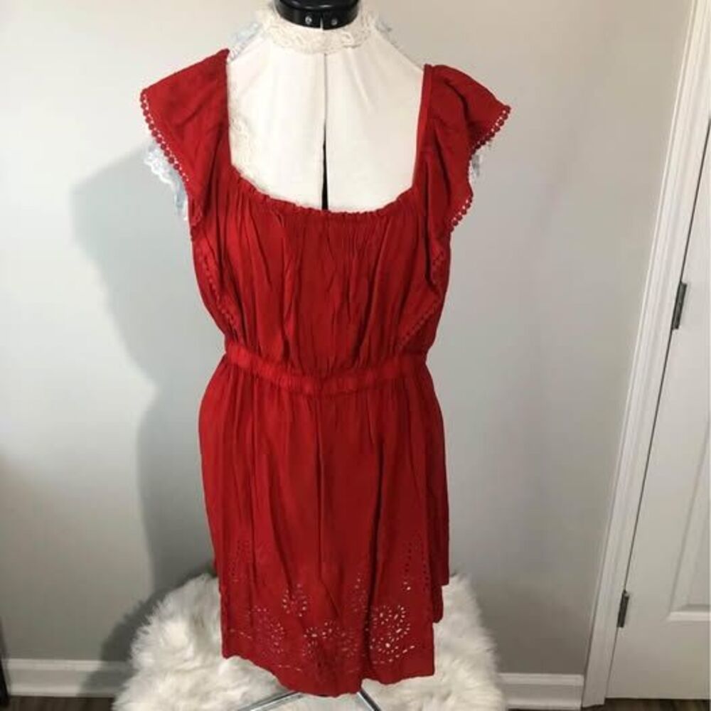 Dress NWT XL Boutique RC Collections Small Ruffles Sleeves Red C5377